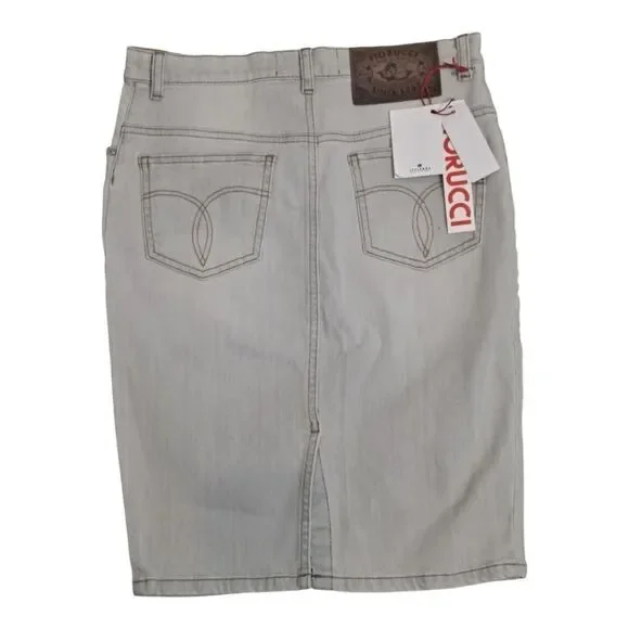 Fiorucci Lightweight Light Gray Wash Denim Pencil Skirt Size 40 Italian/ 6 US - Picture 2 of 12